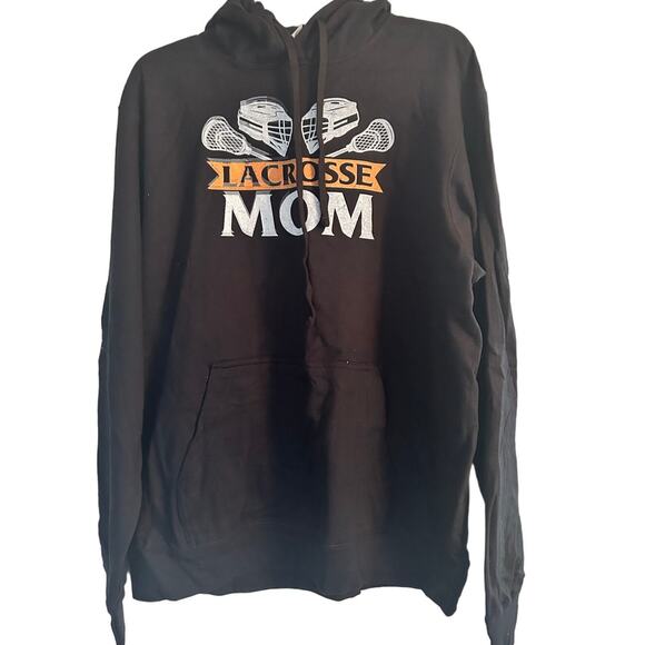 NWT Port & Company Women's Black Hoodie LaCrosse Mom Graphic Size Large - Picture 1 of 5